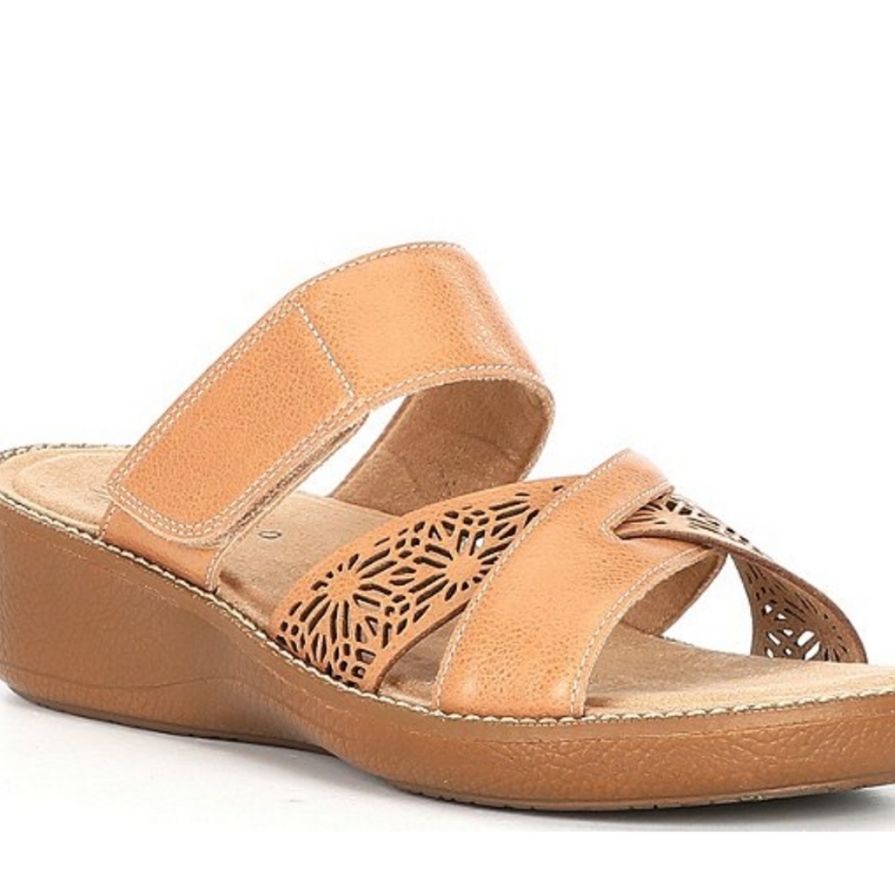Brioso Jemm Leather Slip-On Wedge Sandals